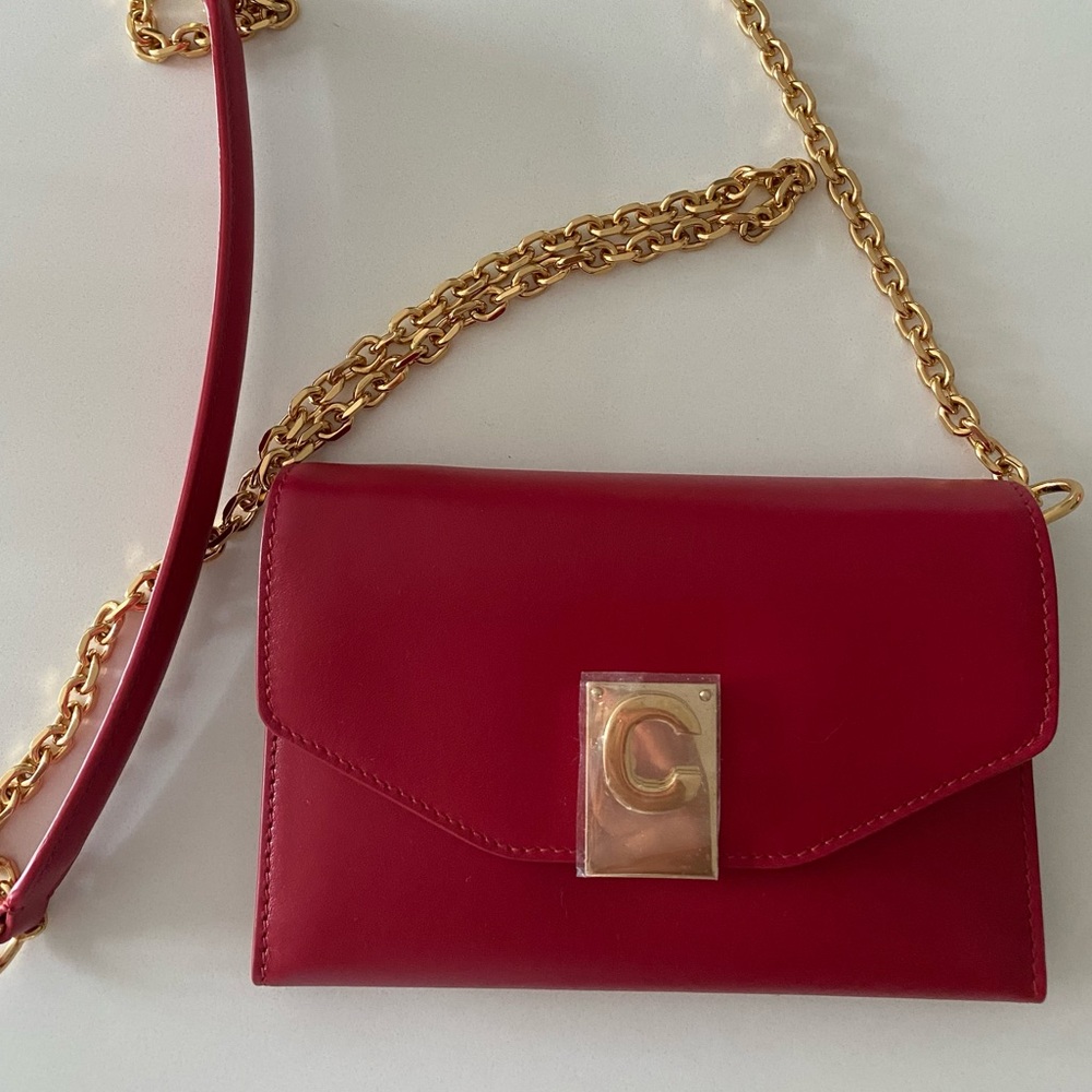 Celine Crossbody Phone Wallet, Red, 5.75” W X 4”H